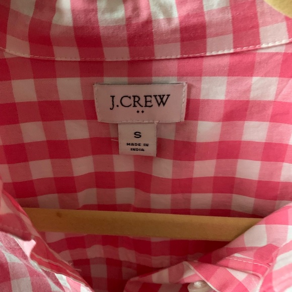 J. Crew Pink gingham button down long sleeve Shirt - Picture 3 of 4